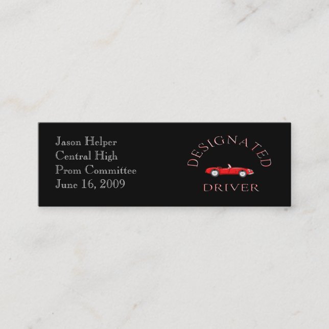 Designated Driver Business Card (Front)