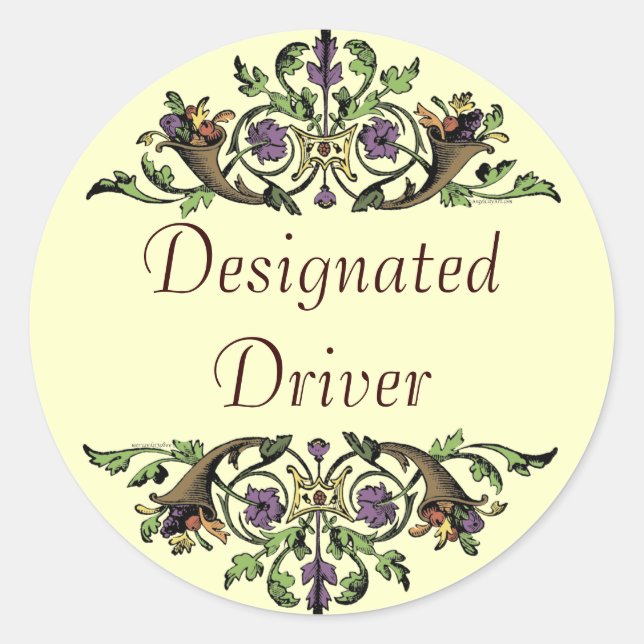 Designated Driver Holiday Cornucopia Safety Sticke Classic Round Sticker (Front)