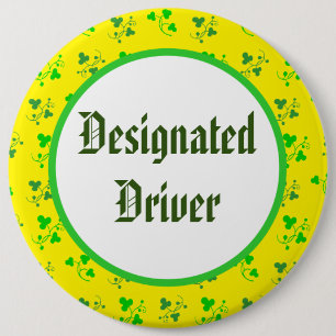 Designated Driver Shamrock Pattern Button