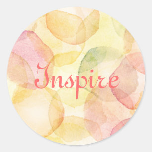 Designed abstract background with watercolor classic round sticker