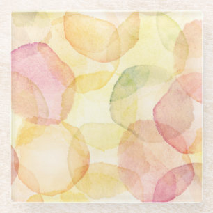 Designed abstract background with watercolor glass coaster