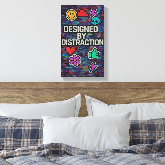 Designed by Distraction | Digital Glitch Canvas Print (Insitu(Bedroom))