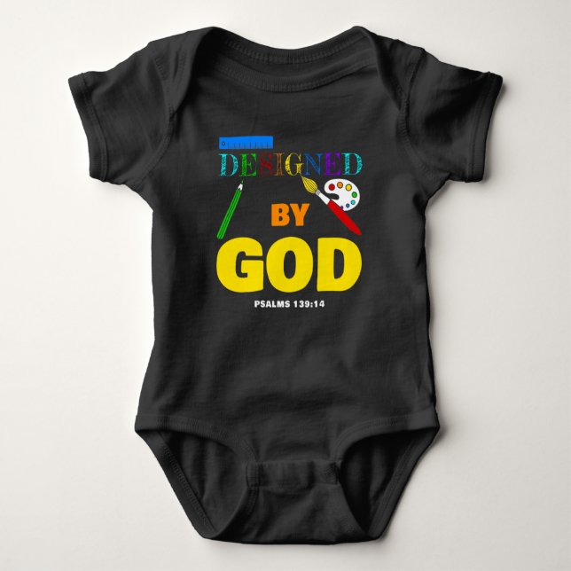 Designed By God – Psalms 139:14 Christian Faith  A Baby Bodysuit (Front)