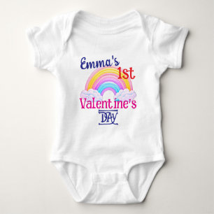 Designed My FIRST VALENTINEs Rainbow Baby Toddler  Baby Bodysuit