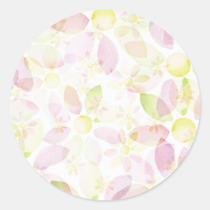 Designed watercolor flower background, texture classic round sticker