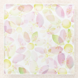 Designed watercolor flower background, texture glass coaster