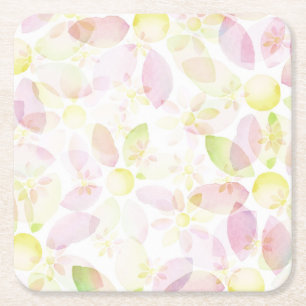 Designed watercolor flower background, texture square paper coaster
