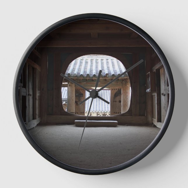 Designed with a photograph of South Korea, Black W Clock (Front)