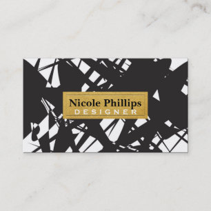 Designer Abstract Black White Gold Business Card