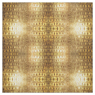 Designer Alligator Crocodile Skin Shiny Gold Brown Fabric