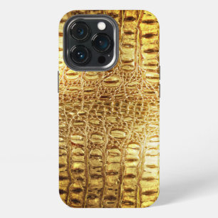 Designer Alligator Crocodile Skin Shiny Gold iPhone 13 Pro Case