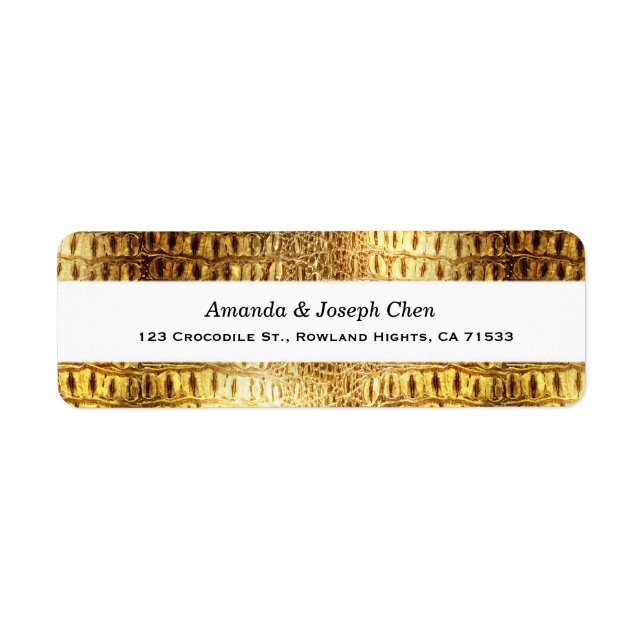 Designer Alligator Crocodile Skin Shiny Gold White (Front)