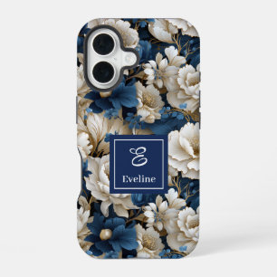 Designer Blue Flowers Chic iPhone Case Floral Cove