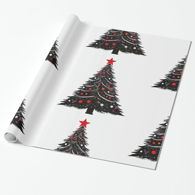 Designer Christmas Pattern Wrapping Paper (Unrolled)