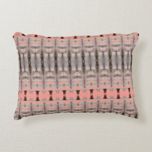 Designer Coral and Grey Patterned Decorative Cushion