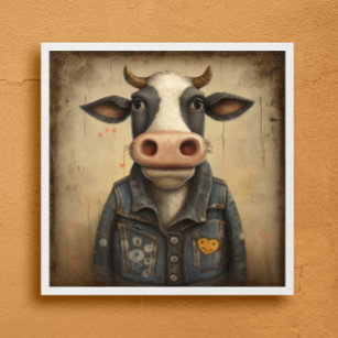 Designer Dairy Vest- Funny cow in a costume Poster