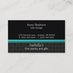 Designer Damask Business Card, Turquoise Card