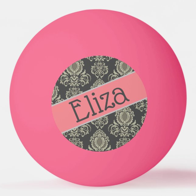 Designer Damask Name Personalised Ping Pong Ball (Front)