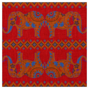 Designer Fabrics - Natural Linen- Elephants Fabric