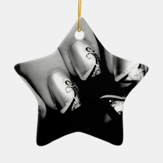 Designer Fingernails Ceramic Tree Decoration (Front)