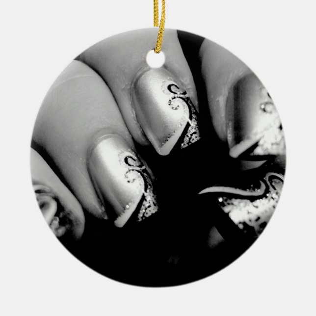 Designer Fingernails Ceramic Tree Decoration (Front)