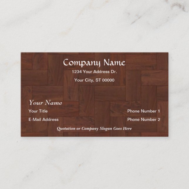 Designer Flooring Wood Tile Business Cards (Front)