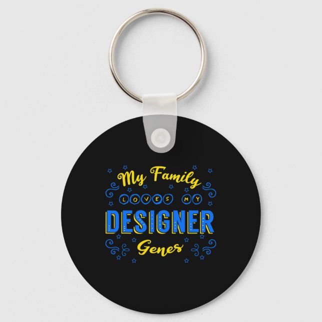 Designer Genes Down Syndrome Awareness Chromosome  Key Ring (Front)