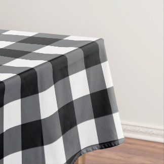 Designer gingham pattern black and white tablecloth