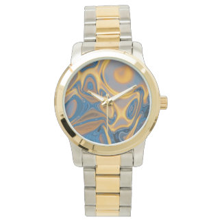 Designer Gold and Silver Watch - Abstract Art