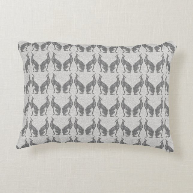 Designer Greyhound Dog Decor in Grey Decorative Cushion (Back)