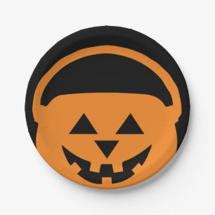 Designer Halloween, Jackolantern on Black Paper Plate