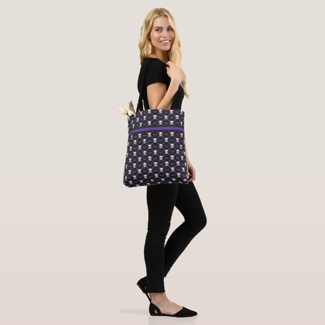 Designer Halloween, the O-G Inspired Skull Pattern Tote Bag (On Model)