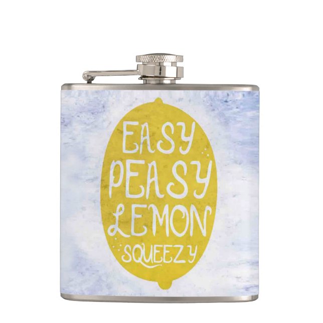Designer Hip Flask 7 Oz Nutcase - Lemon (Front)