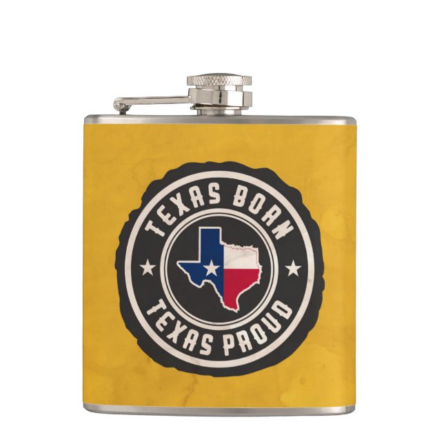 Designer Hip Flask- Texas Born Hip Flask (Front)