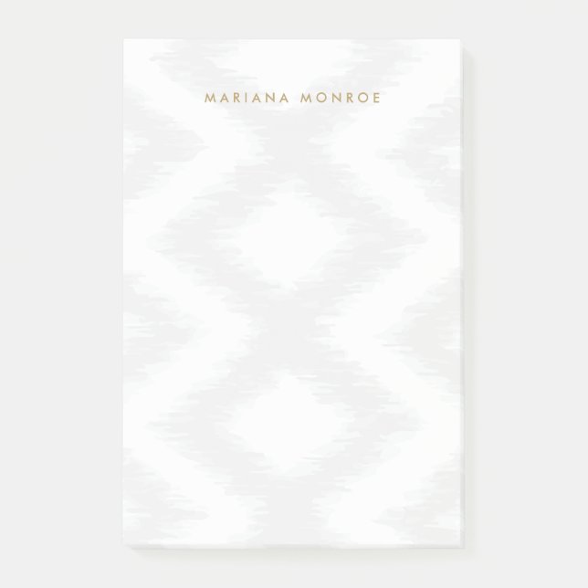 DESIGNER IKAT PATTERN in GRAY/WHITE Personalised Post-it Notes (Front)