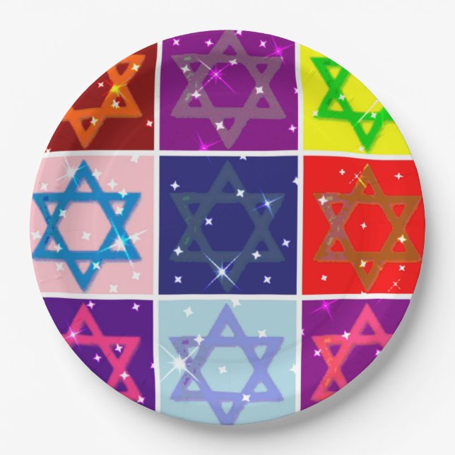 Designer Jewish Holidays Paper Plates - MogenDavid (Front)