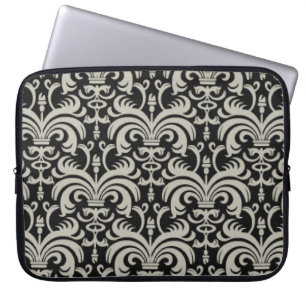 Designer Laptop Sleeve:Black Damask Sleeve