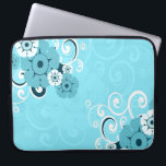 Designer Laptop Sleeve:Blue Swirls Floral Pattern Laptop Sleeve<br><div class="desc">An attractive swirls pattern with flowers gives a touch of uniqueness and a trendy look to your Neoprene Laptop Sleeve. 
Choose from 3 different sizes in custom laptop covers to gift  your family or friends!</div>