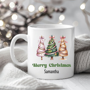 Designer Leopard Christmas Trees Personalised Mug