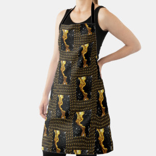 Designer Liquid Gold Black Monochrome Culinary C   Apron