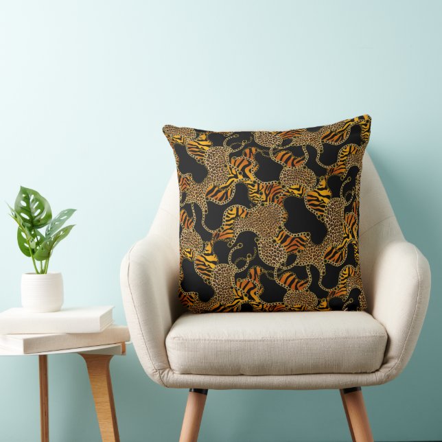Designer Luxe Animal Print With Gold Chains Cushion (Chair)