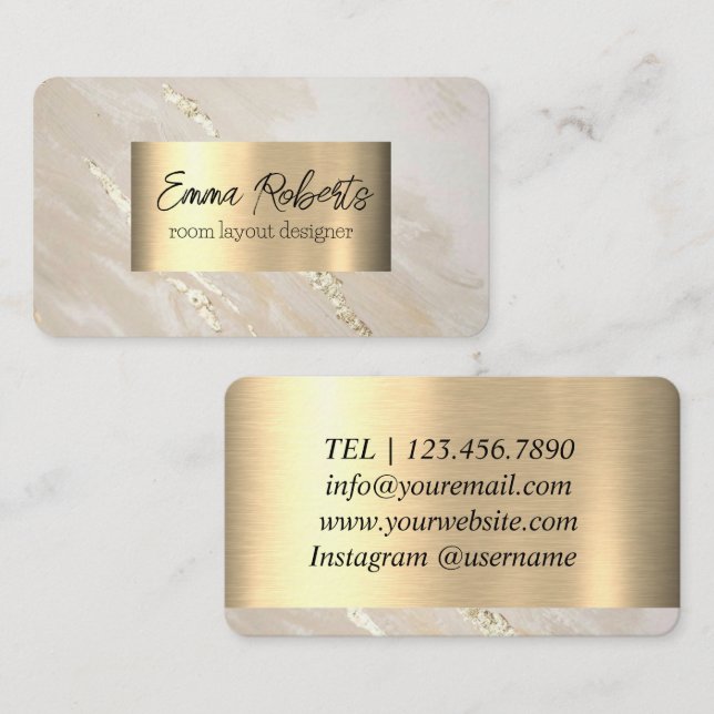 Designer Marble Gold Simple Business Card (Front/Back)