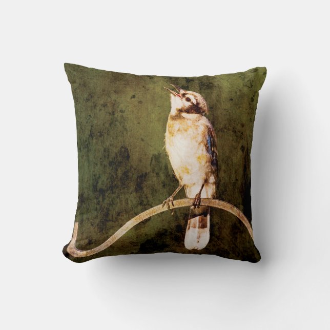 Designer Moody Blue Jay Nature Throw Pillow  (Front)