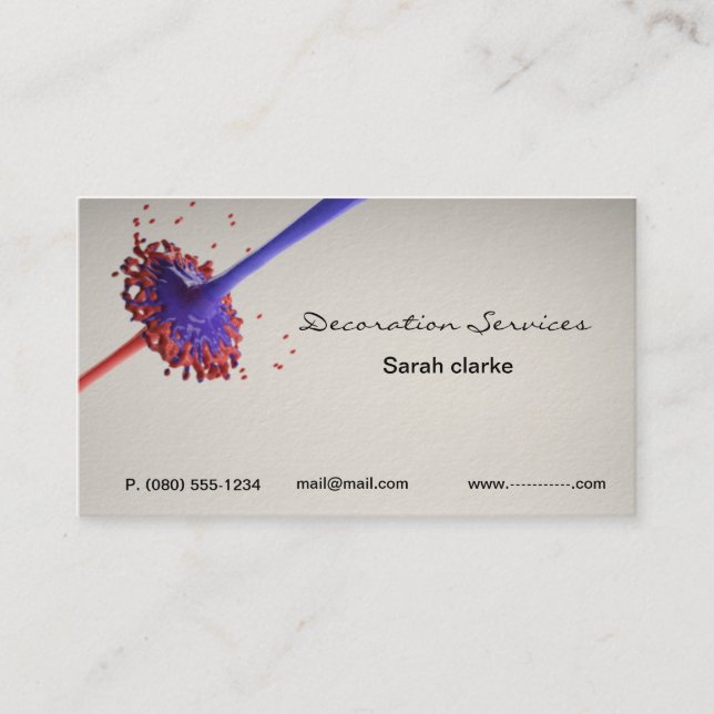 Designer or Decorator business card (Front)