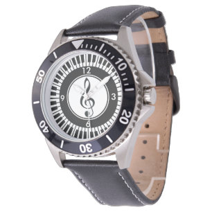 Designer Piano Keys and Treble Clef wristwatch