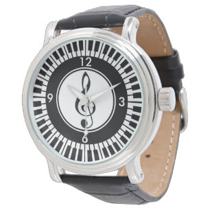 Designer Piano Keys and Treble Clef wristwatch