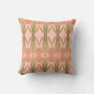 Designer Pillow With Coral Pinks And Green