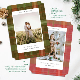 Designer Plaid Colour Changing Photo Christmas Car Holiday Card