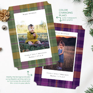 Designer Plaid Colour Changing Photo Holiday Card