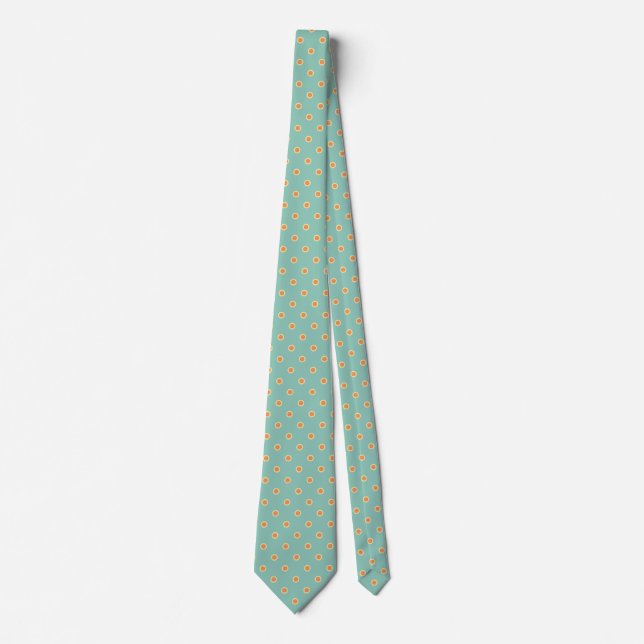 Designer Polka Dot Tie Blue Orange Colour Pattern (Front)